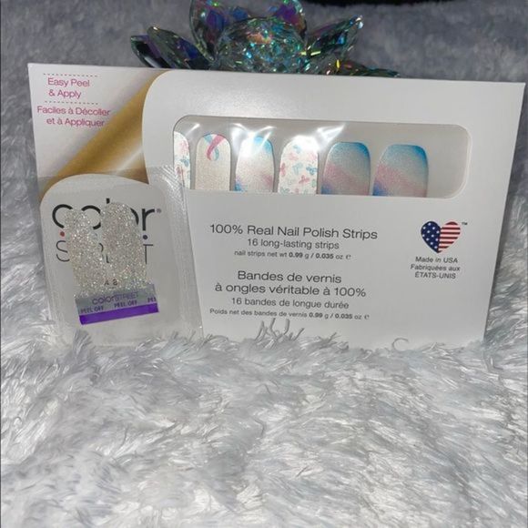 Color Street |  Never Forgotten pink & blue butterfly watercolor shimmer nails - Picture 6 of 10